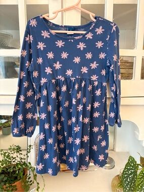 Old Navy Toddler Girls Navy Blue Dress with Pink Flower Print